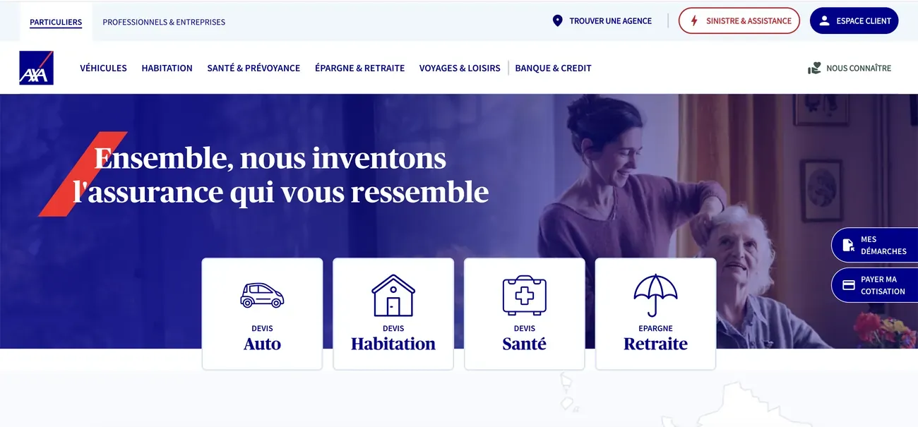 Le site AXA France, point d'entrée des parcours clients