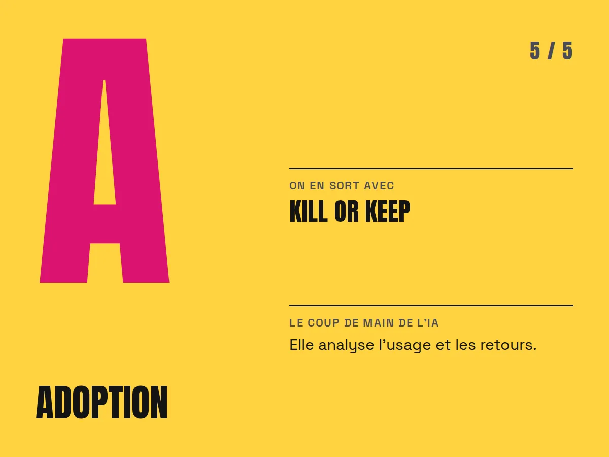 FRIDA, étape 5 : Adoption. On en sort avec un Kill or Keep.